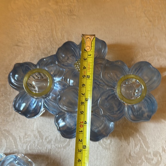 Indiana Glass for Lancaster Colony Blue Stain Dogwood Blossom candle holder - Picture 10 of 13